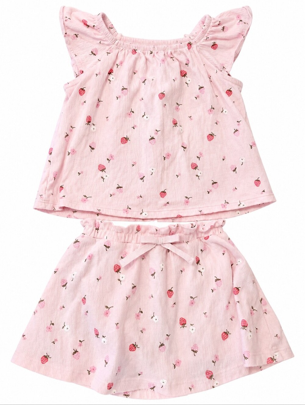 Carter's Girls 2T Pink Strawberry Floral Flutter Sleeve Top Skort Set